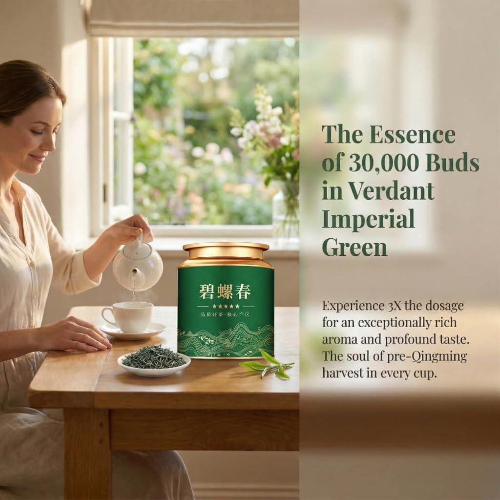 Tè Verde Biluochun 250g*2 | Tè in Foglie Sciolte Grado A 17.64oz | Raccolto Pre-Qingming | Ideale Per Il Consumo Quotidiano