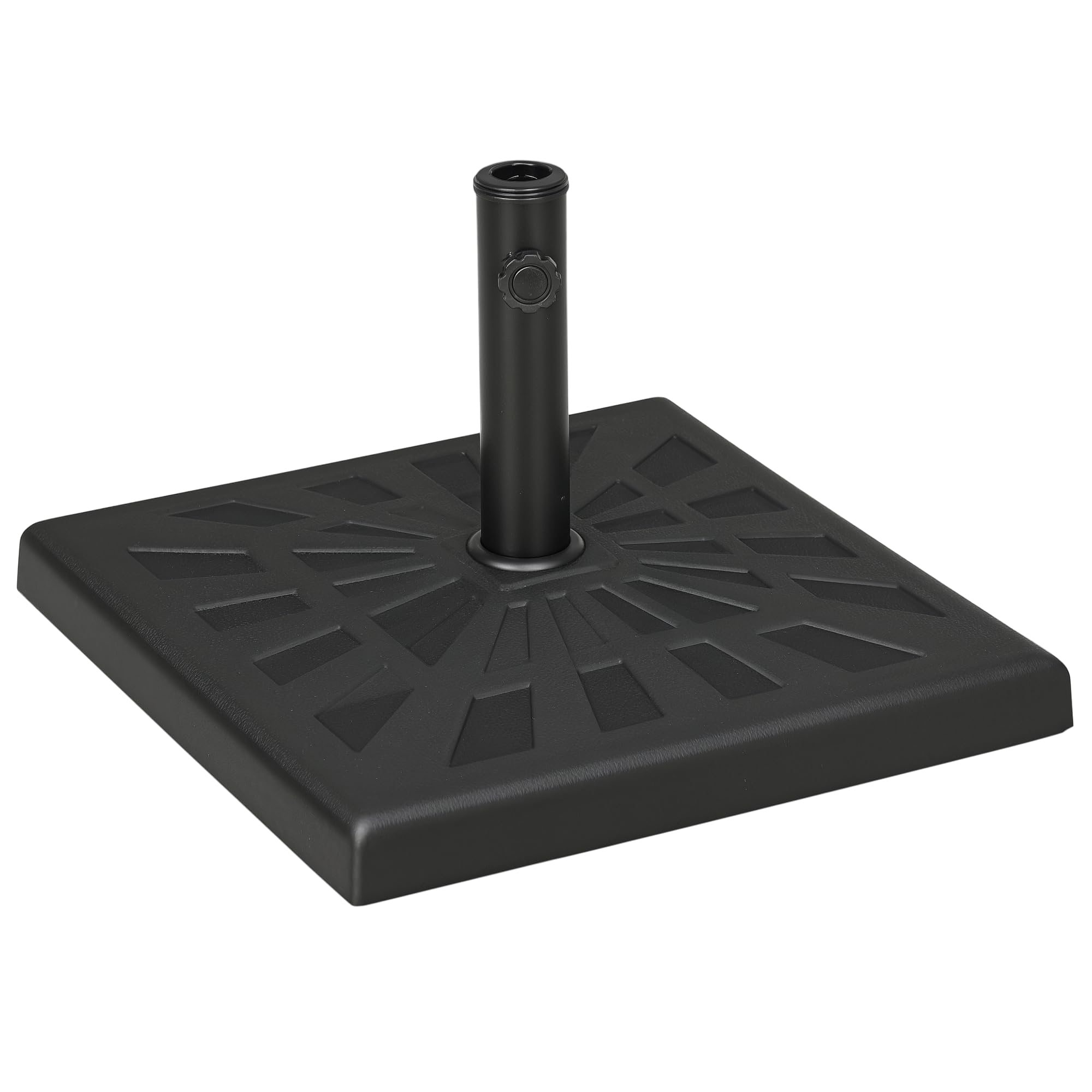 Outsunny Pied de Parasol 19 kg en Polyrésine, Socle Parasol Extérieur Carré 51 cm pour Mâts de Ø 32/38/48 mm, Base de Parasol pour Jardin Patio Terrasse, Noir