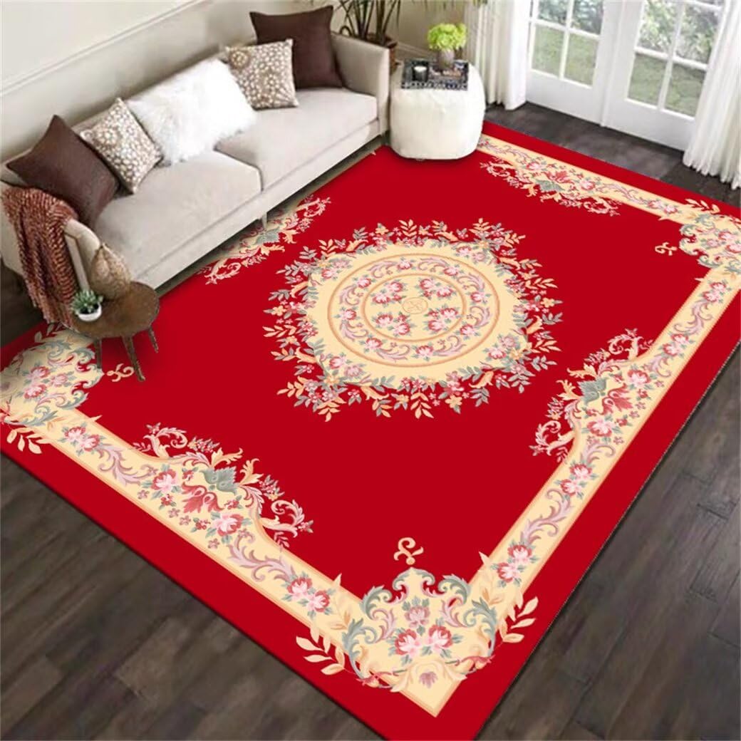 Tapis carré 200x200cm rouge pour chambre enfant et décoration de mariage