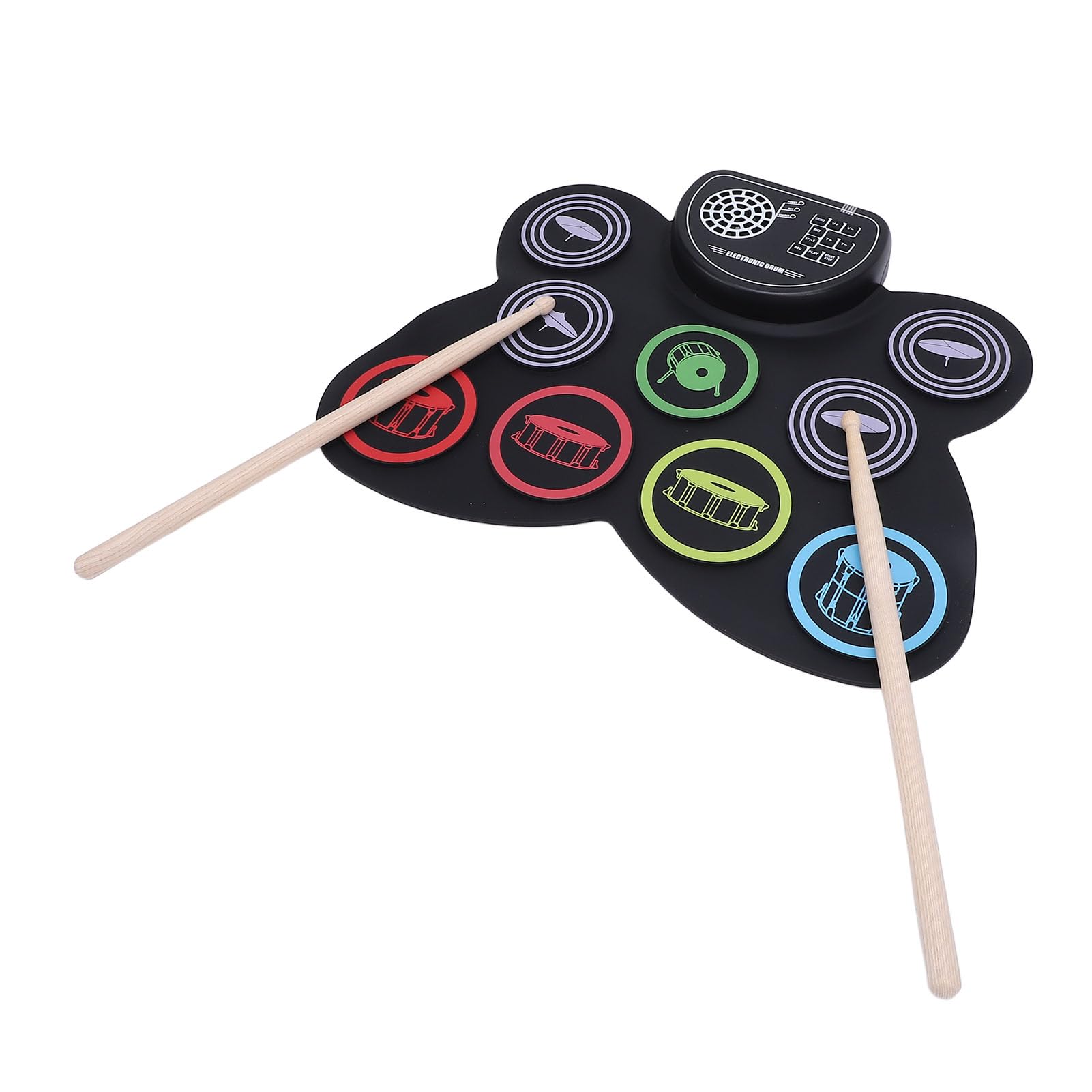 Dioche Roll Up Practice Batería Electrónica Portátil, Batería Recargable de 9 Pads con Pedales, Baquetas y Altavoces Duales