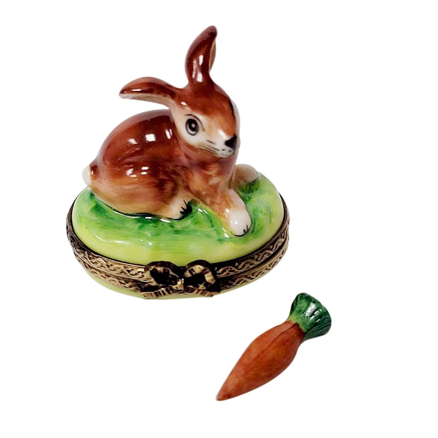 Small Bunny with Removable Carrot Limoges Box Figurine