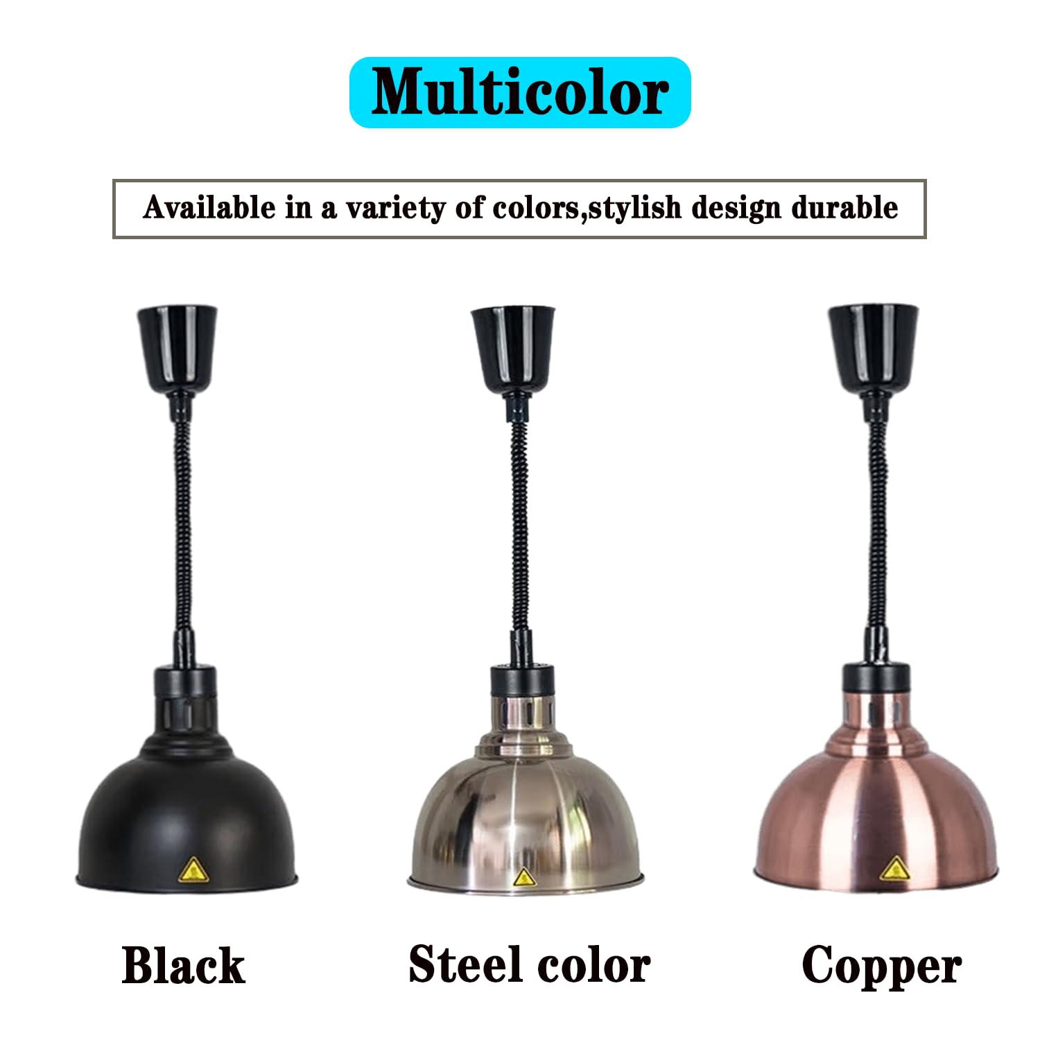 Lampada Riscaldante per Alimenti, Lampade Scaldavivande Cucina Retrattili, 250W Lampade Riscaldanti per Cucina a Buffet Sospesa per Ristoranti, Cucine, Hotel (Rame Rosso, 2 Pezzi)