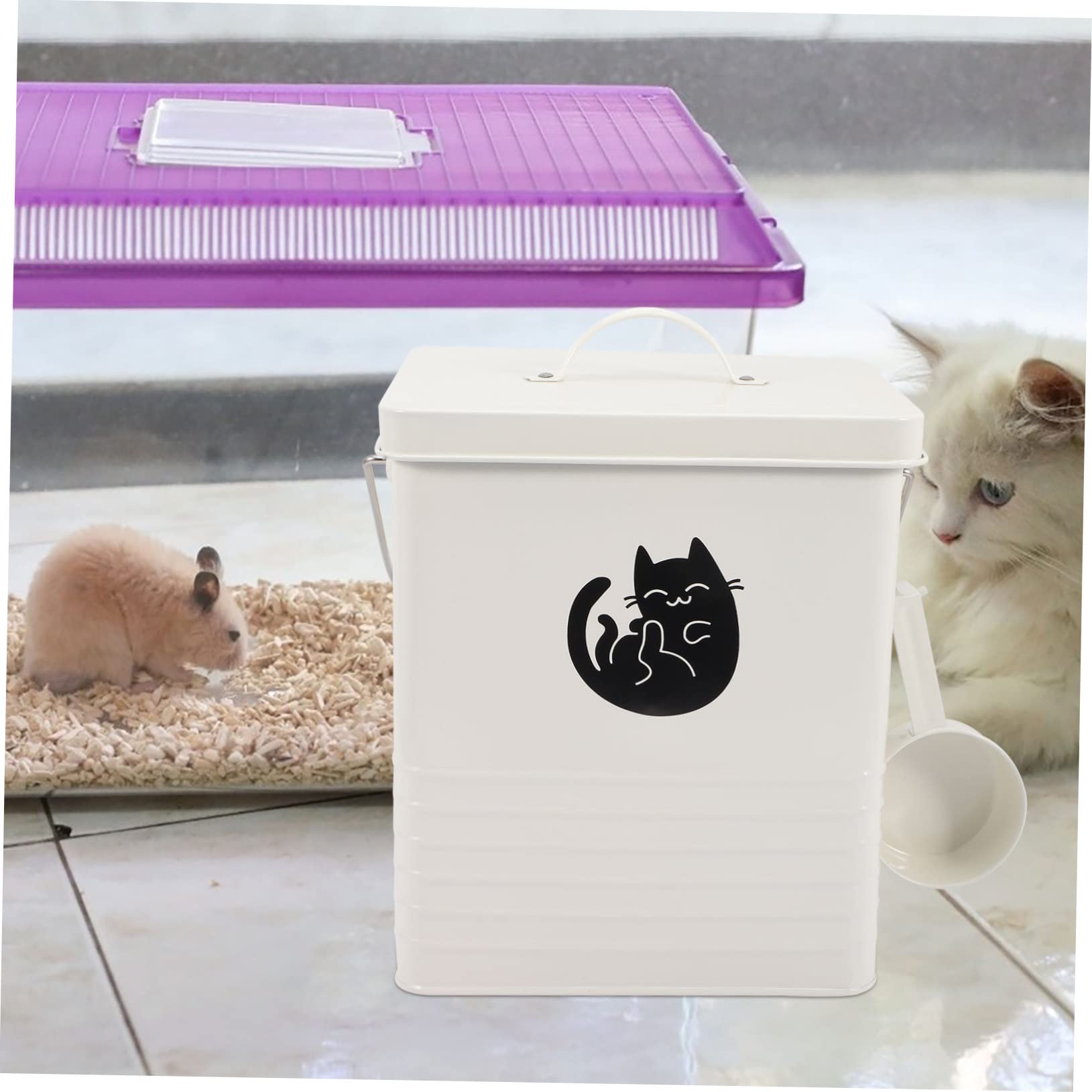 HEMOTON Comodo Per Cibo Per Cani Contenitore Per Snack Per Gatti Secchio Per Conservare Cibo Per Cani e Gatti Con Paletta Materiale Di Resistente All Usura Inodore e Sicuro