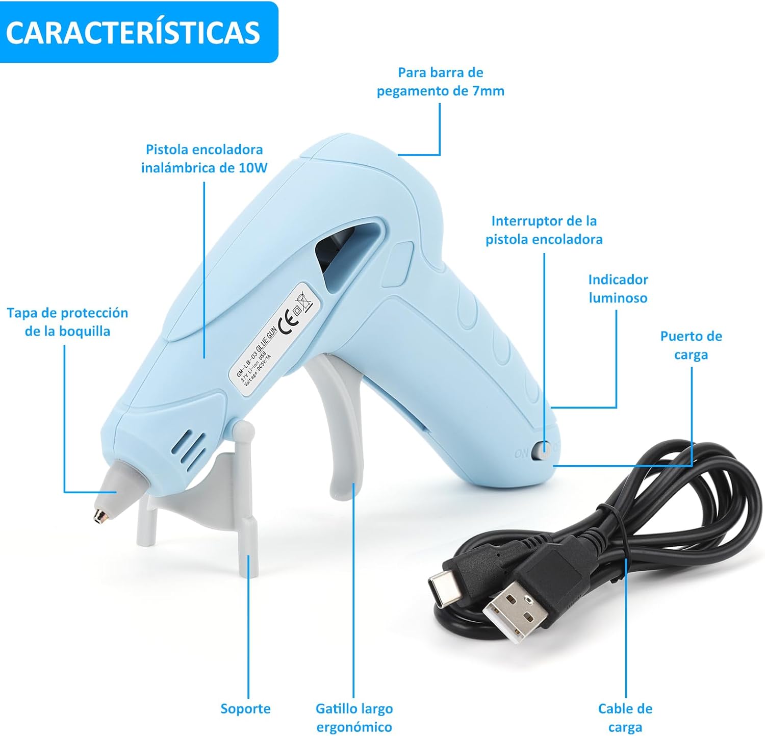 Cordless Hot Glue Gun, USB Rechargeable Fast Preheating Hot Glue Guns with Leakproof Technology for Crafts, Quick Home Repairs, Arts, DIY and Festival Decorations