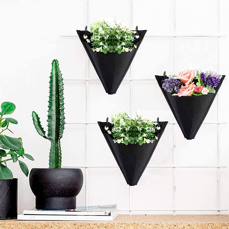 6er-Set Pflanzsack Aus Vliesstoff, Pflanzbeutel Hängend Pflanztaschen, Wand Sukkulenten Blumentopf Korb Mit Haken, Atmungsaktiv Warm Halten Hängetopf, Pflanzentasche Für Innen-und Außendekoration