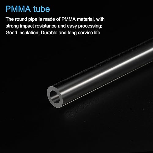 Miniatura 4 de MECCANIXITY Tubo acrílico transparente rígido redondo tubo 0.472 in (12") ID 15mm (0.6") OD 10" para lámparas y linternas, sistema de refrigeración