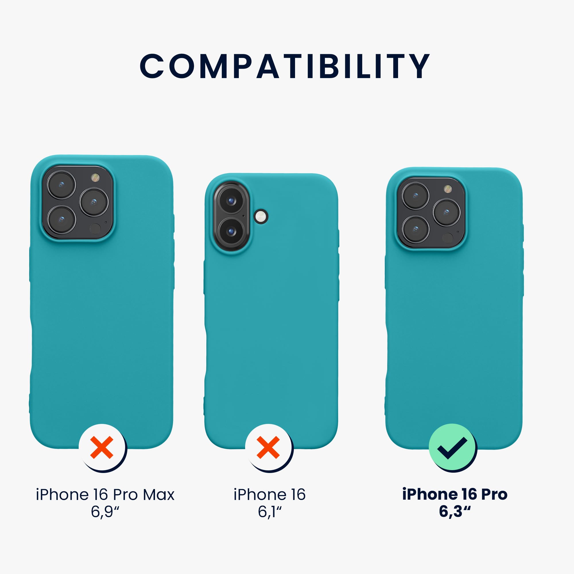kwmobile Case for Apple iPhone 16 Pro Case - Soft Cover - Shockproof TPU Material - Wireless Charging - Teal Matte - Image 2
