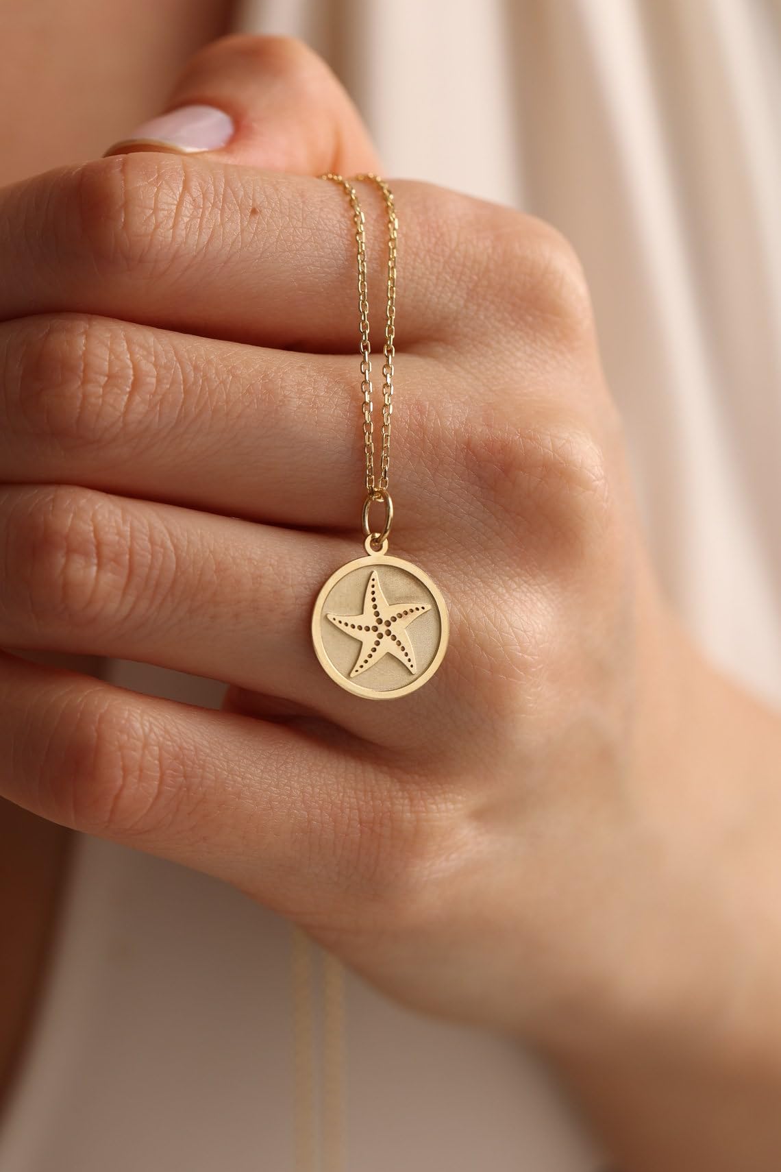Collar de plata de ley 925 de 24 mm, cadena de 45,7 cm, collar de estrella de mar, colgante de estrella de mar, joyería con dije de estrella de mar, estrella de mar minimalista, colgante de amante
