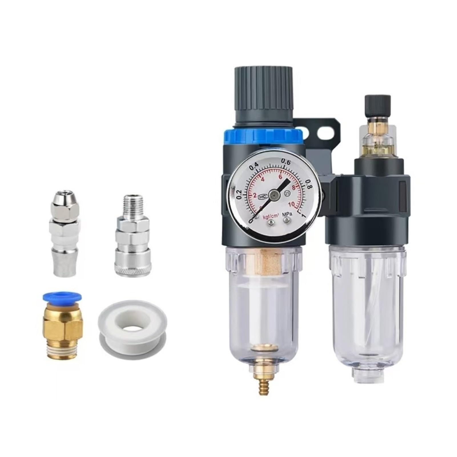 Lubricador regulador de presión de Filtro de Aire FRL, Drenaje automático Tipo AIRTAC Combinado con manómetro AFC2000 AFC2000D(AFC2000,Without Fitting)
