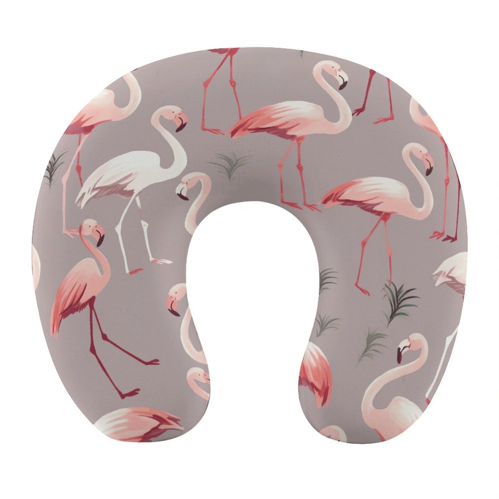 FekiLoot Pink Flamingo Pattern Travel Pillow,U Shaped Office Napping Pillow Support Neck and Head Comfortable Travel Neck Pillow U Shape Sleeping Essentials for Long Haul Flights