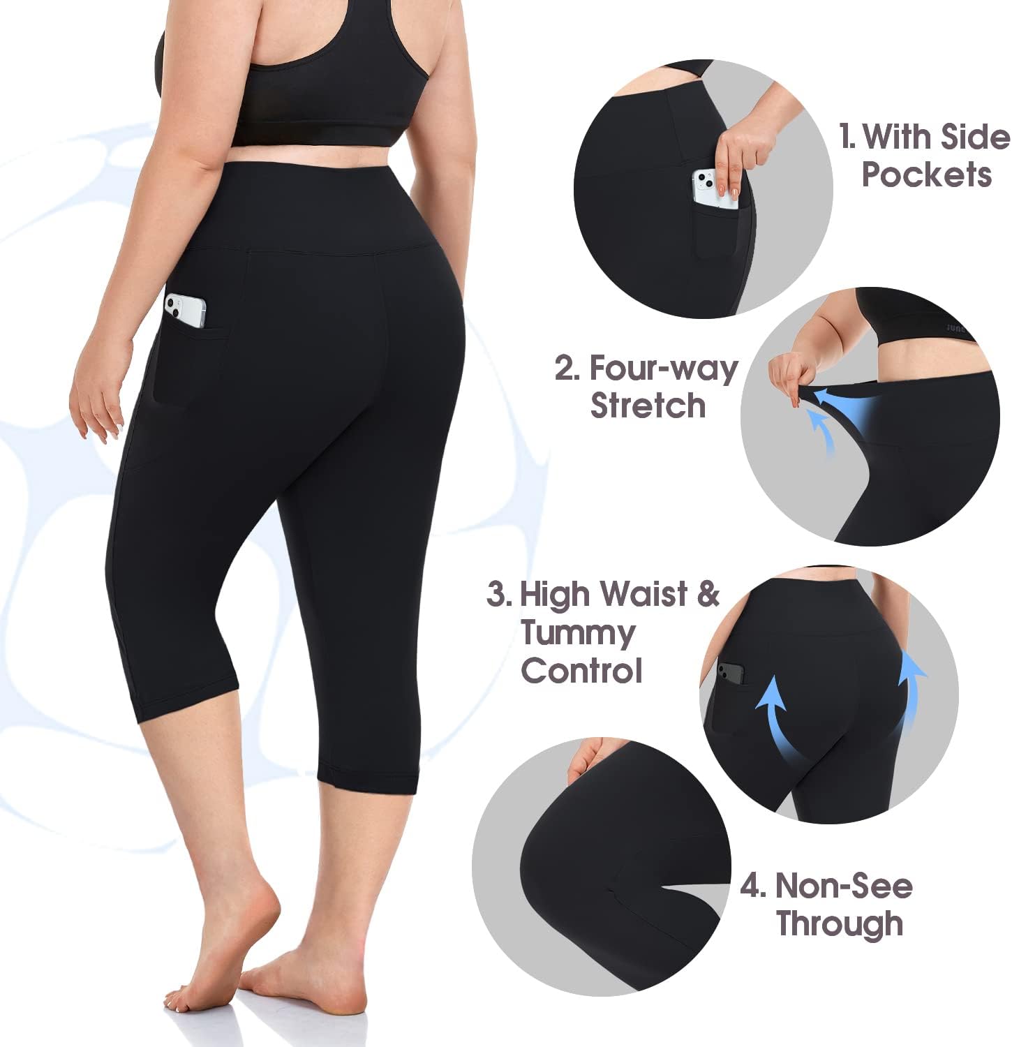 Plus Size Leggings for Women with Pockets-Stretchy XL-5XL Yoga Pants Tummy Control High Waist Workout Leggings - Image 6