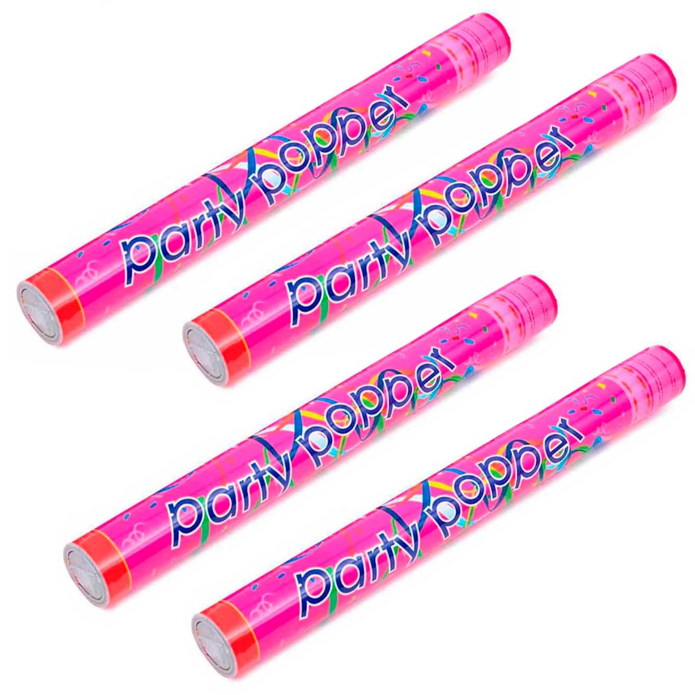 AC - Pack de 4 cañones de confeti de aire comprimido multicolor, popper, cracker de confetti de colores, cumpleaños, bodas, fiestas, celebraciones, 80 cm, modelo aleatorio