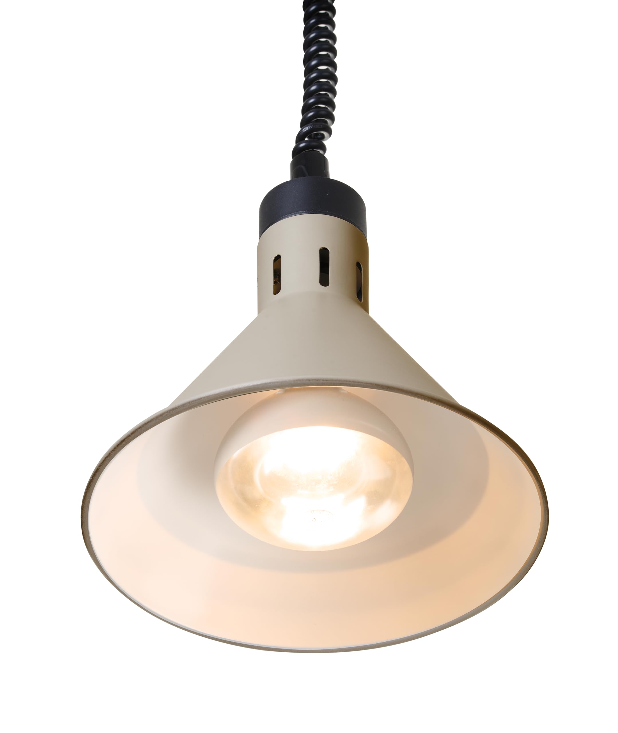 HENDI Lampada di calore a sospensione regolabile in altezza, conica, lampada termica a infrarossi per cucina e mantenimento degli alimenti caldi, 230V, 250W, ø275x(H)250mm, alluminio beige
