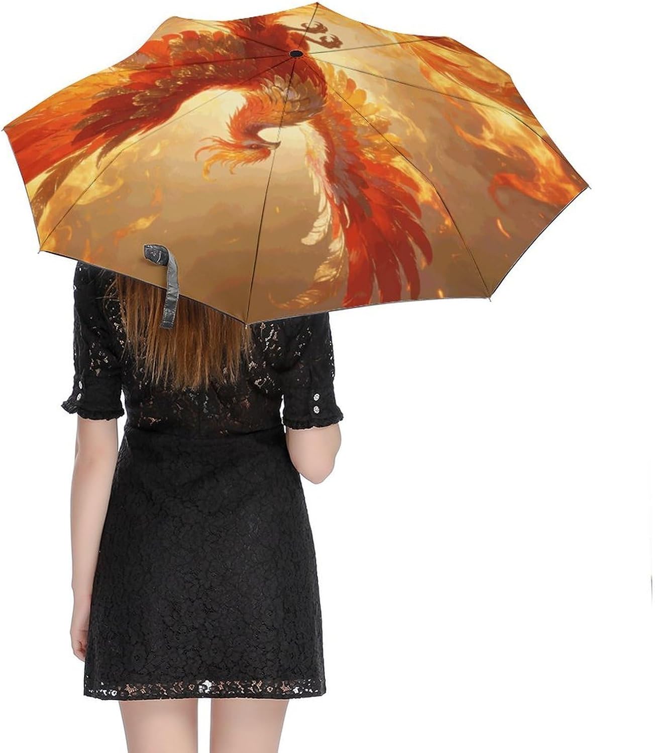 Phoenix Umbrella,Automatic Open 3 Folding Umbrella Strong And Portable Durable Premium Grip Travel Umbrella for Men And Women Fits Car And Backpack