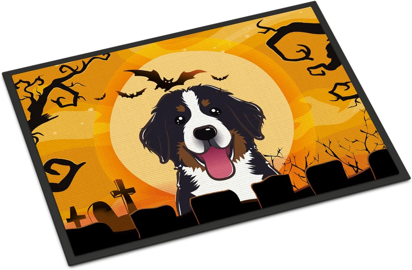 Caroline's Treasures BB1795JMAT Halloween Bernese Mountain Dog Doormat 24x36 Front Door Mat Indoor Outdoor Rugs for Entryway, Non Slip Washable Low Pile, 24H X 36W