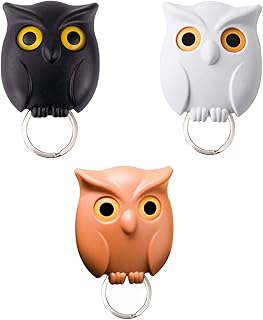3PCS Owl Key Holder Cute Night Owl Keyring Holder Magnetic Owl Key Hooks with Auto Open Close Eyes Owl Key Holder, Wall Mounted Keychain Hanger for Wall Hanging Keys & Decoration