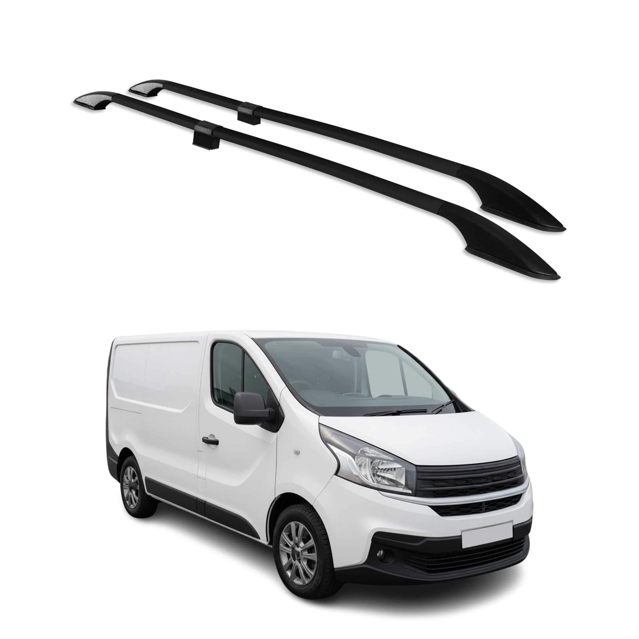 OMAC Barres de toit en aluminium compatibles avec Fiat Talento 2016-2024 - Courtes L1 - En aluminium noir
