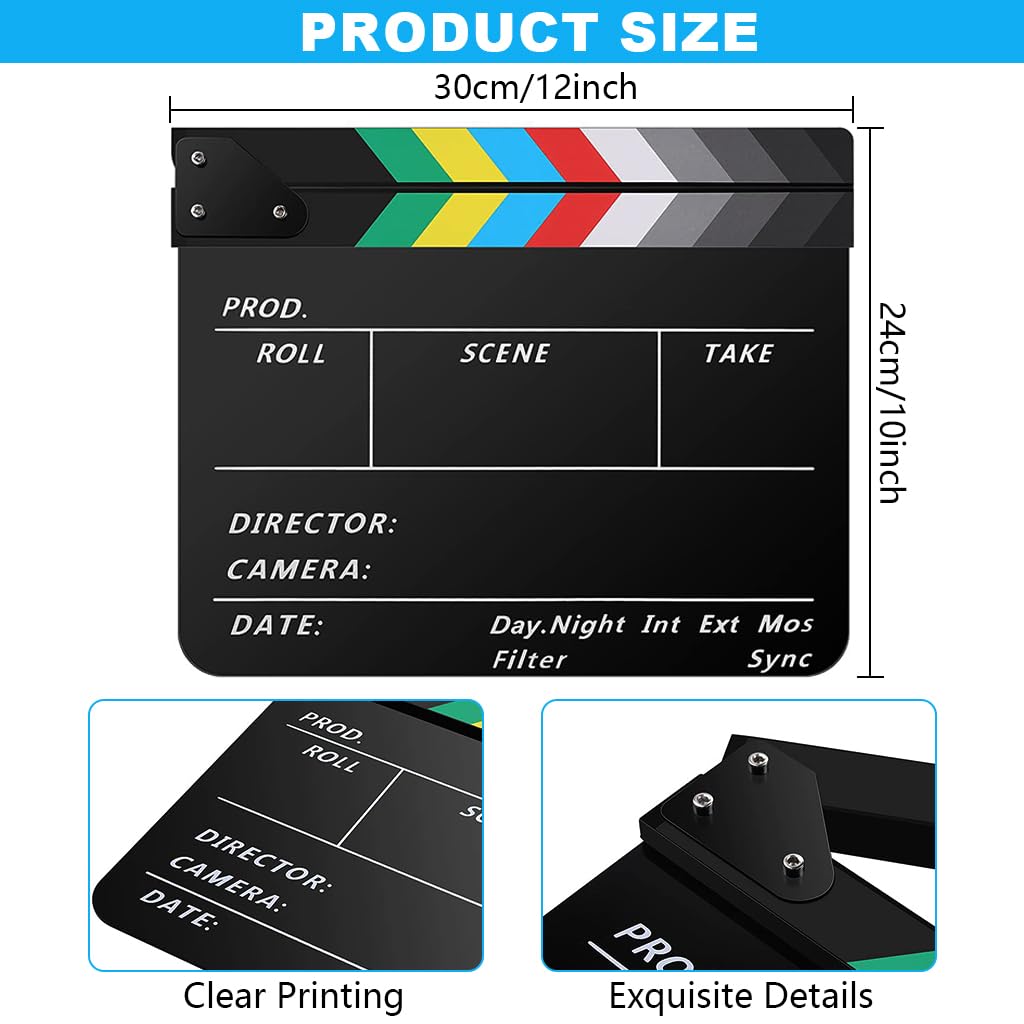 ZIBUYU® Movie Clap Board 10x12 Inch Film Clapper Board Tool Stage Prop — Amazon image 2