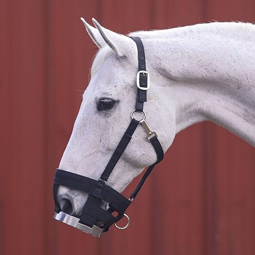 Miniatura 2 de Breathe Rite - Bozal de pastoreo con cabestro separador para caballos, tamaño mazorca, ayuda para controlar el peso del caballo, mejora la