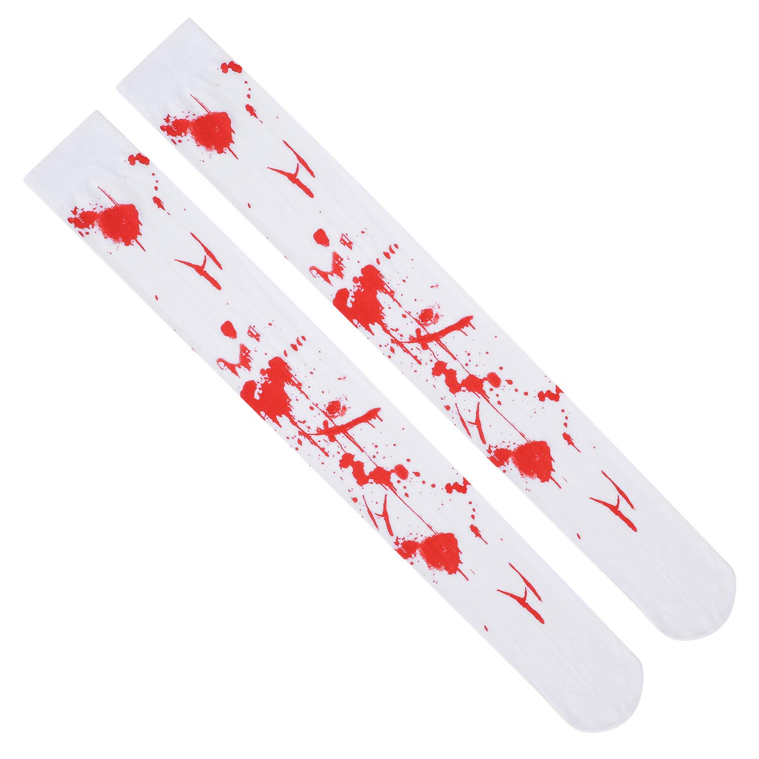 ITODA Halloween Bloody Stocking Skeleton Skull Stockings Horrible Ghost Bloody Stock Scary Party Cosplay Socks Women Girls Over Knee Thigh Long Stock for Nurse Dead Zombie Bride - Image 2
