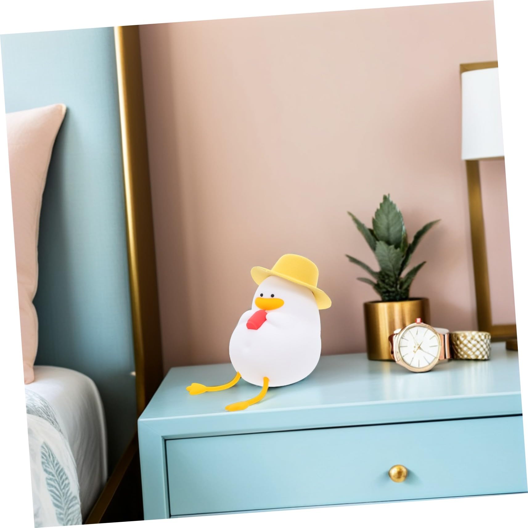 Uonlytech Luz de Noche de Pato Feliz Lámpara de Silicona LED Portátil Luz de Noche para Guardería Lámpara de Dormitorio Brillo Cálido para Lactancia Materna