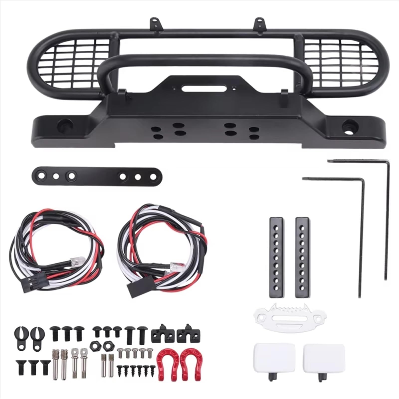 Paraurti RC per Traxxas per TRX4 per Defender Paraurti Anteriore Metallo per Auto Cingolate RC 1/10 con Accessori di Aggiornamento Luci