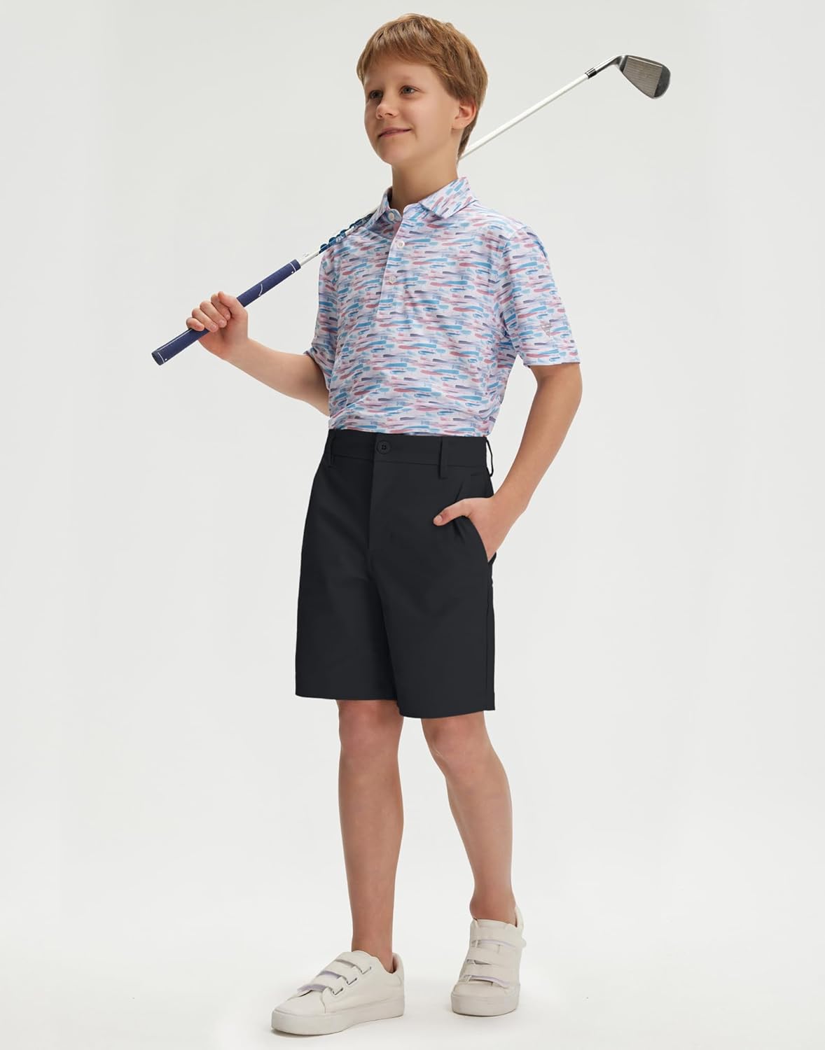 M MAELREG Boys Golf Shorts 7" Stretch Lightweight Flat Front Breathable Chino Water-Resistant Dry Fit Boys Athletic Shorts