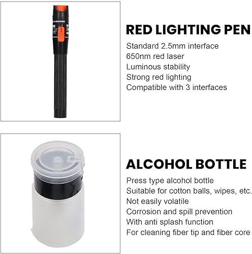 Miniatura 7 de Kit de herramientas de fibra óptica, 15 piezas, accesorio 3 en 1, cuchilla de fibra óptica, interfaz de 0.098 in, medidor de potencia de fibra