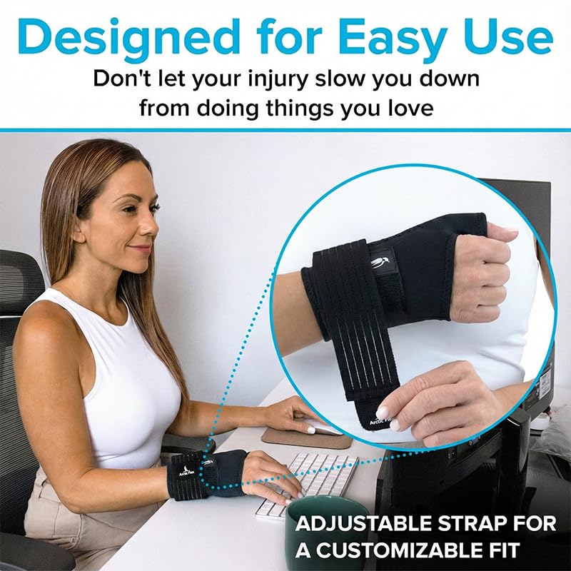 Arctic Flex Wrist & Thumb Ice Pack Wrap - Extra Strength Hot & Cold Therapy - Reusable Hand Freeze Sleeve - For Arthritis, Carpal Tunnel, Surgery, & Pain Relief (Fits Left & Right)