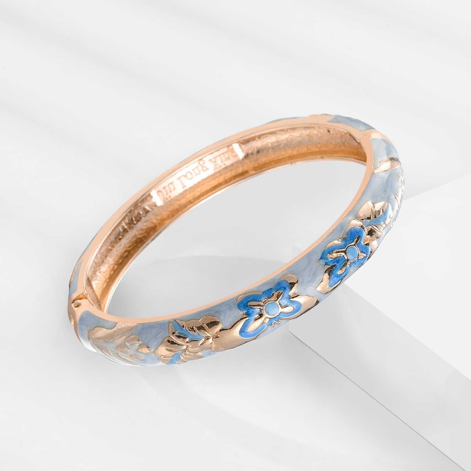 wynameleri Cloisonne Bracelet Butterfly and Flower Enamel Cuff Bangles Hinged Bracelets Jewelry Set for Women Gift Box 55A102 - Image 5