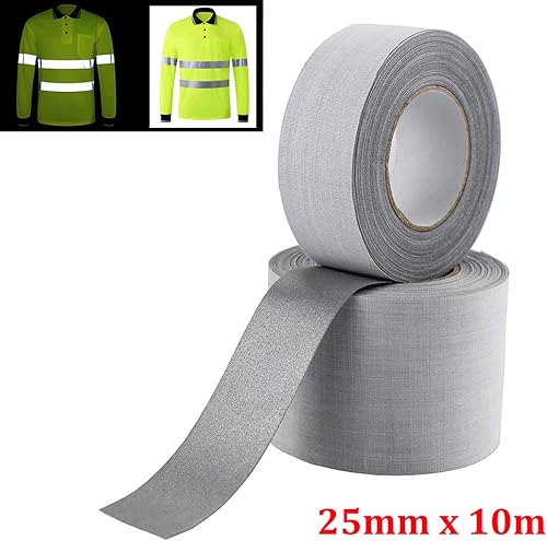 Miniatura 2 de JINBING Cinta de tela reflectante plateada de seguridad DIY para coser 25mmx10m (1" x 33')