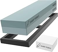Sharp Pebble 400/1000 Premium Whetstone Knife Sharpening Stone Kit - Dual Grit Wet Stone with Flattening Stone & Non-Slip Base