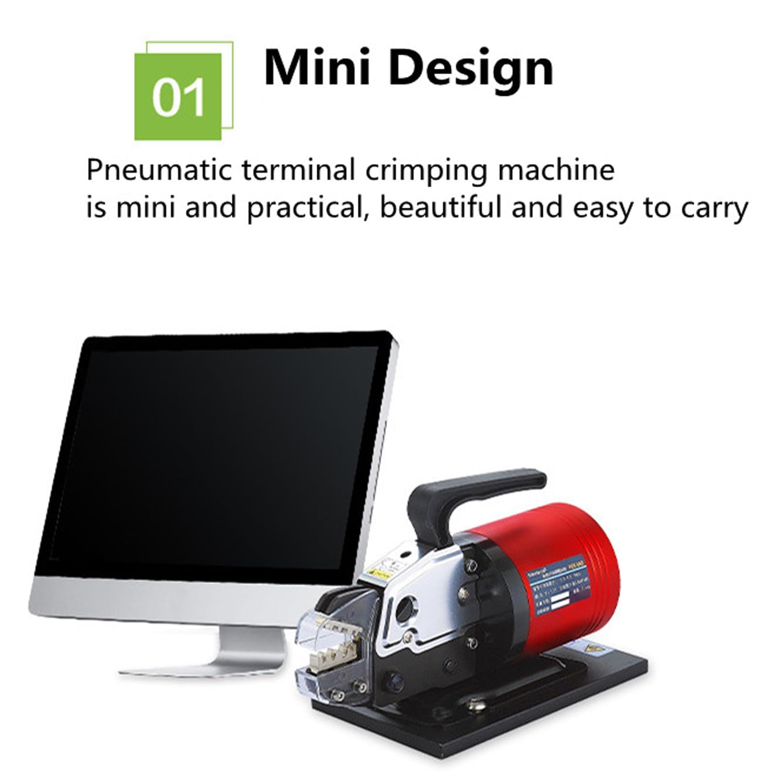 Pinza a crimpare pneumatica Portatile, Pinza per crimpare terminali per Cavi alimentata ad Aria con crimpatura precisa e Aderente 1200 Volte/Ora 1,3 T con regolatore di Pressione da 0,5 MPa