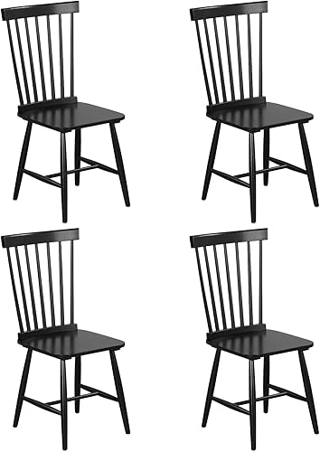 Miniatura 9 de Giantex Juego de 2 sillas de comedor de madera, sillas de comedor Windsor de madera maciza con asiento ancho, carga máxima de 400 libras, sillas de