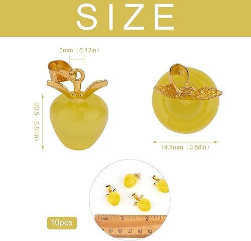 Miniatura 2 de 10 dijes de piedra preciosa de manzana, cristal de cuarzo, curativo, piedra natural, hebilla de oro amarillo brillante, para joyería, collares,
