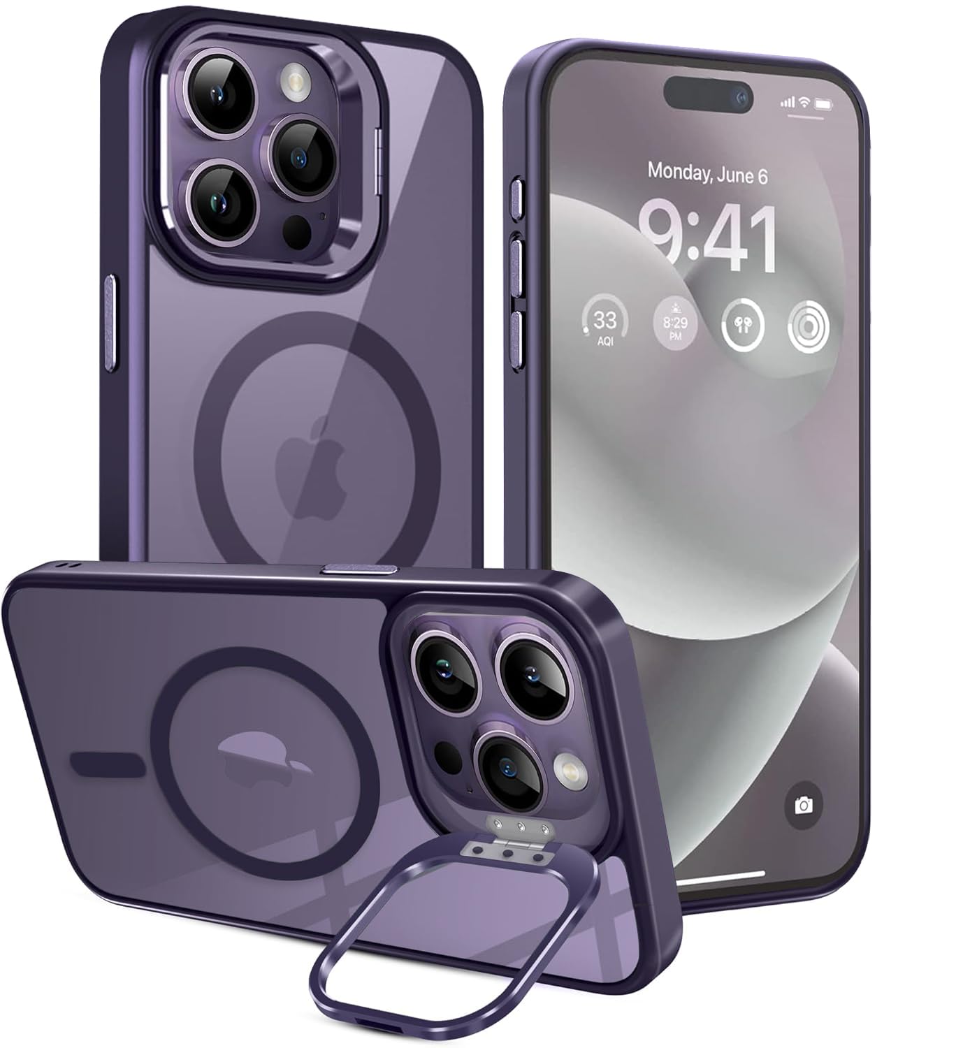 VONZEE iPhone 15 Plus Clear Case with Camera Stand -12
