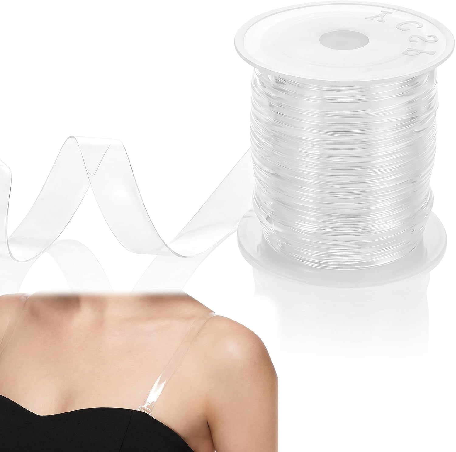 10.94 Yards (10m) Clear Elastic Strap 0.39inch Wide Clear Elastic Bands Lightweight Bra Strap Invisible Clear Elastic for Sewing Clothes DIY Shoulder Bra Lingerie 0.28mm Thick