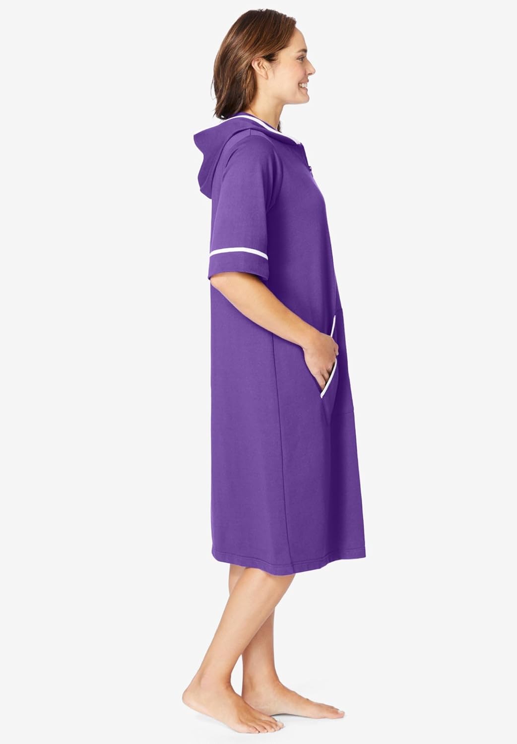 Dreams & Co. Plus Size Short French Terry Robe