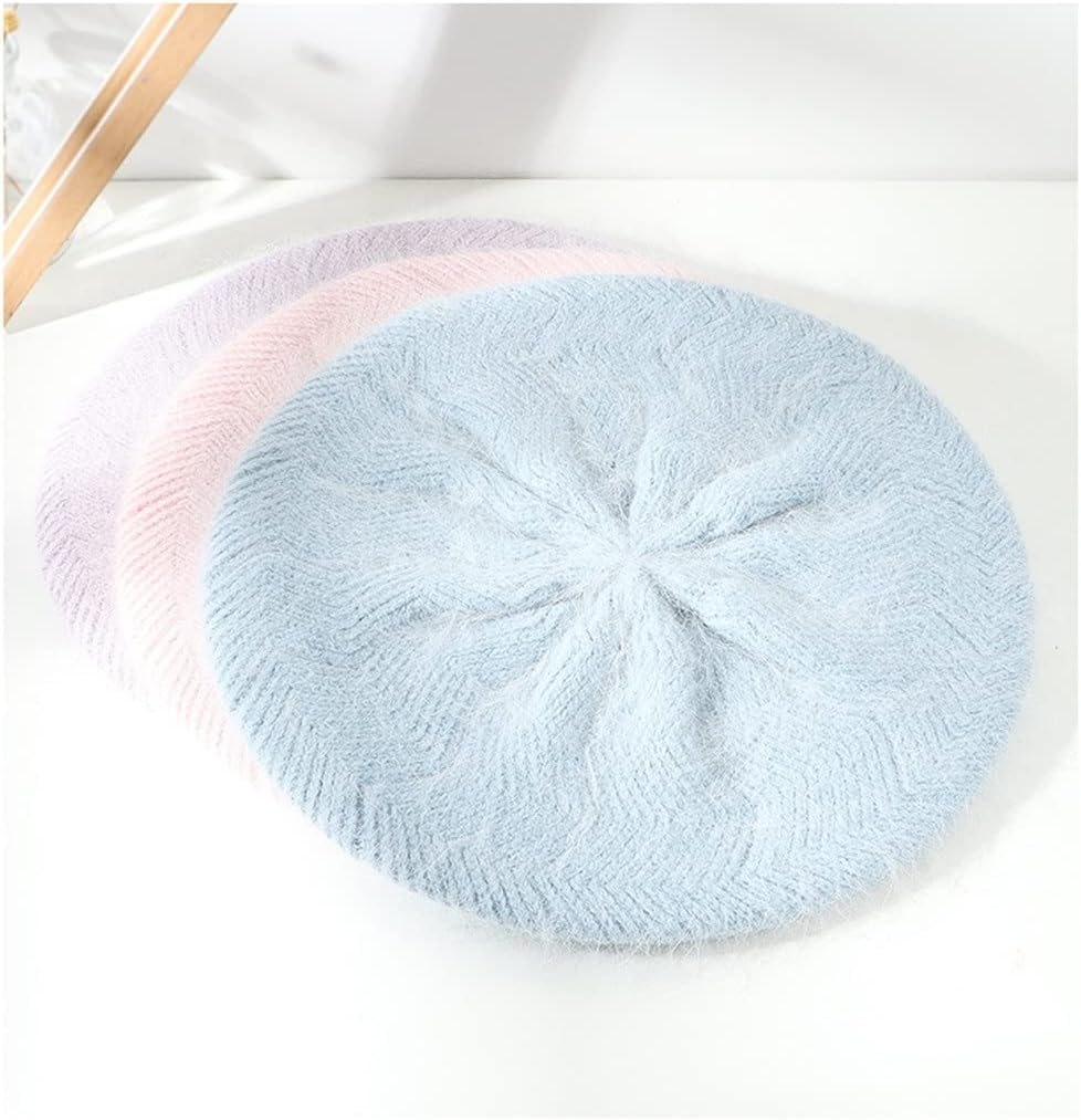 Hats Winter Rabbit Hair Bud Korean Version Big Round Pile Japanese Lazy Fashion Cool Beret Women