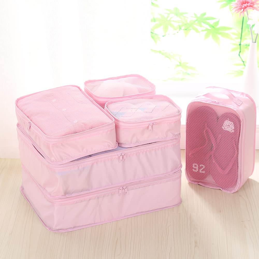 JJ POWER Cubos de embalaje de viaje, organizadores de equipaje con bolsa para zapatos, Rosado, Talla única