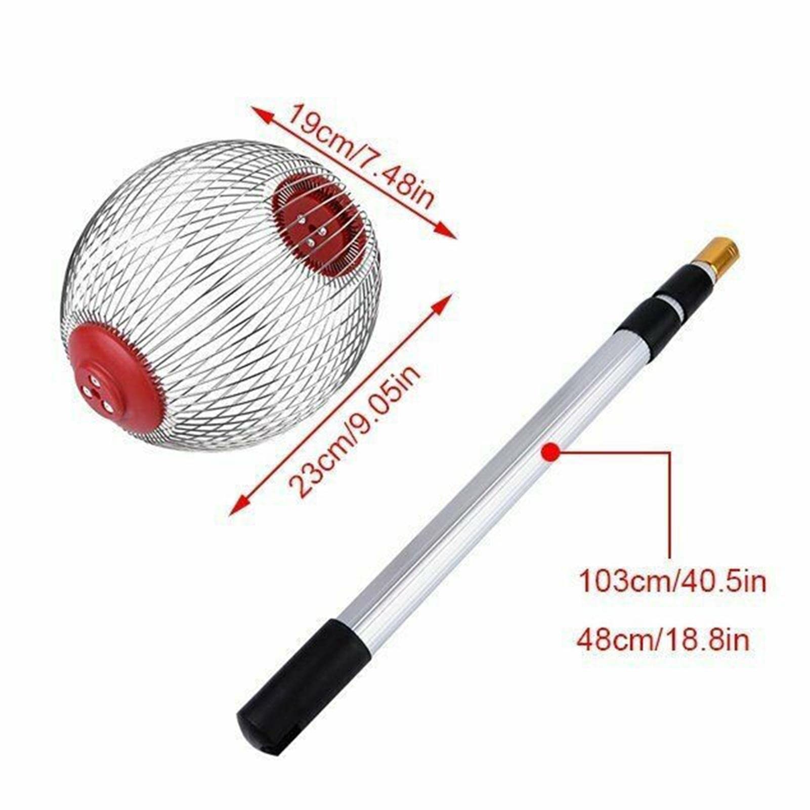 LekLai Raccoglitore Di Noci, Raccoglitore Di Noci con Manico Telescopico, Raccoglitore Di Attrezzi Manuali da Esterno per la Raccolta Di Noci/Teles Rod + Small Ball (Complete Set)