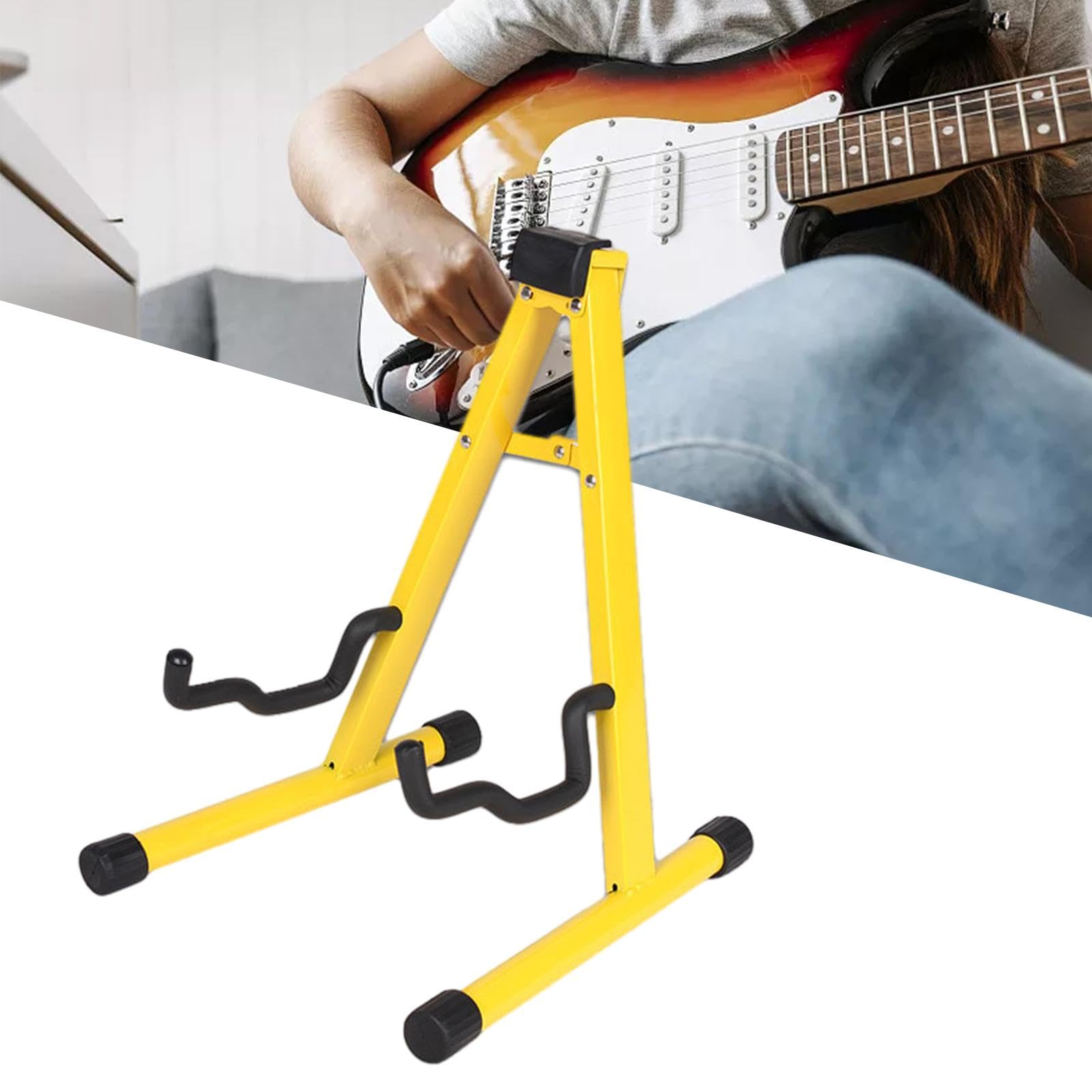 3 Satz Universal Klappbarer Instrumentenständer Gitarrenständer für Akustik E-Gitarre Gelb 30x25x37cm