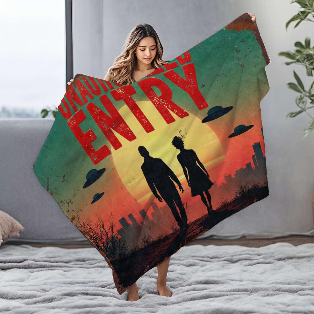 Couverture Alien Encounter contre les nuits froides grand plaid flanelle 150x200 cm