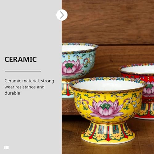 Miniatura 8 de Garneck Cuenco tibetano budista de cerámica antigua tallado de loto hecho a mano, cuenco para templo, adorno de escritorio para yoga, chakras,