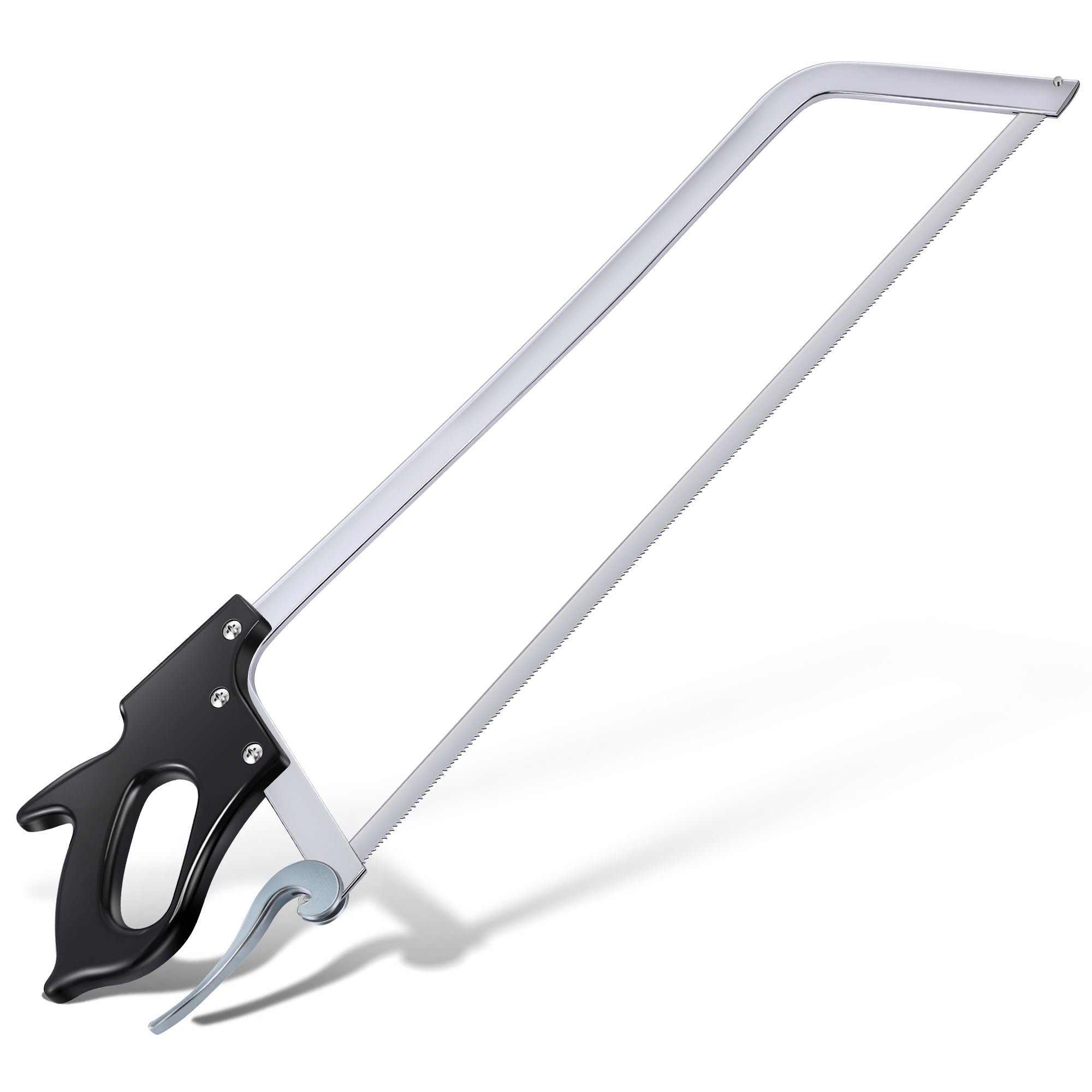 25 Inch Butcher Saw Meat and Bone, Professional Meat Processing Saw with Stainless Steel Blade, Quick Release Black Tightening Cam Comfort Handle, for Household, Processed Livestock and Game