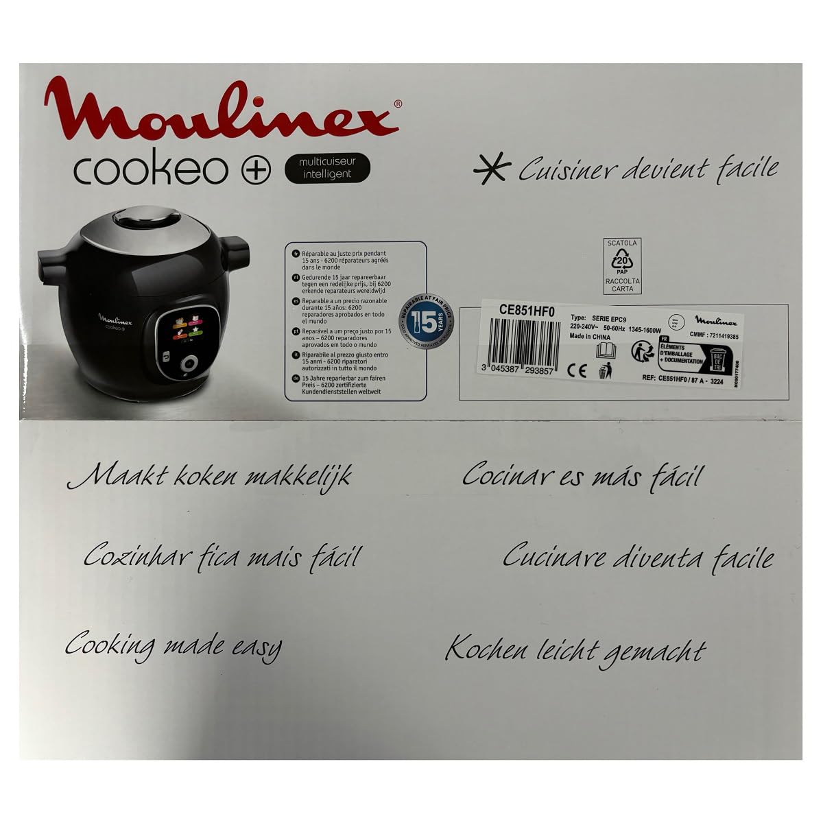 Mijoteur Moulinex Cookeo + CE851HF0 1600 W Gris