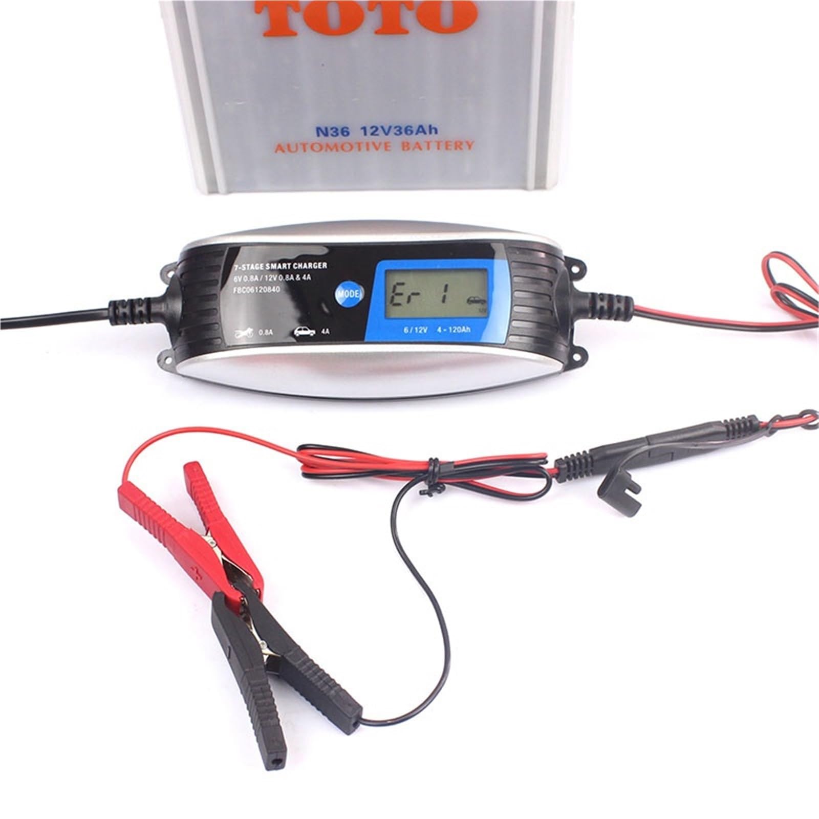 Carica Batteria per Auto, Cargador de 6V / 12V 0.8A 4A la Motocicleta del Enchufe batería Coche 7 etapas automática Inteligente a Prueba Agua