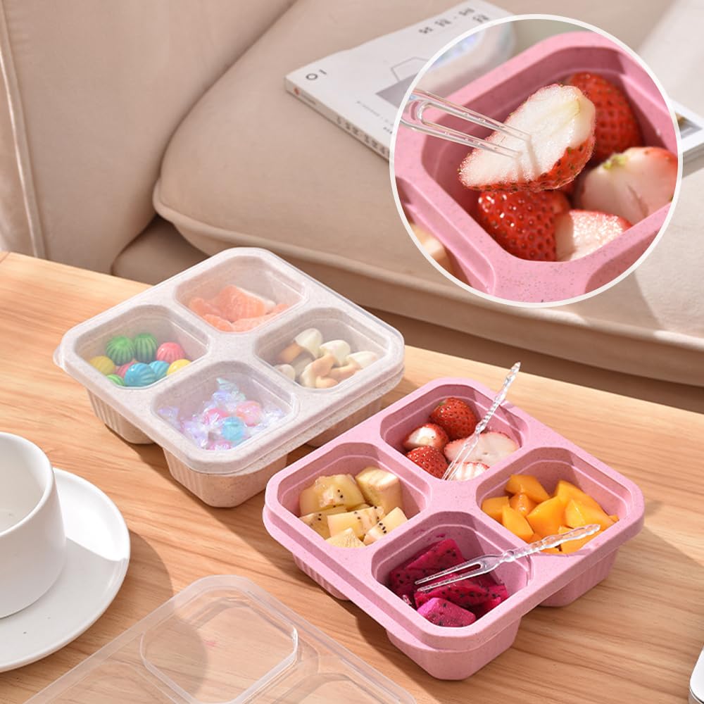 TAIXING 4 Pièces Snack Box Avec Compartiments, Réutilisable