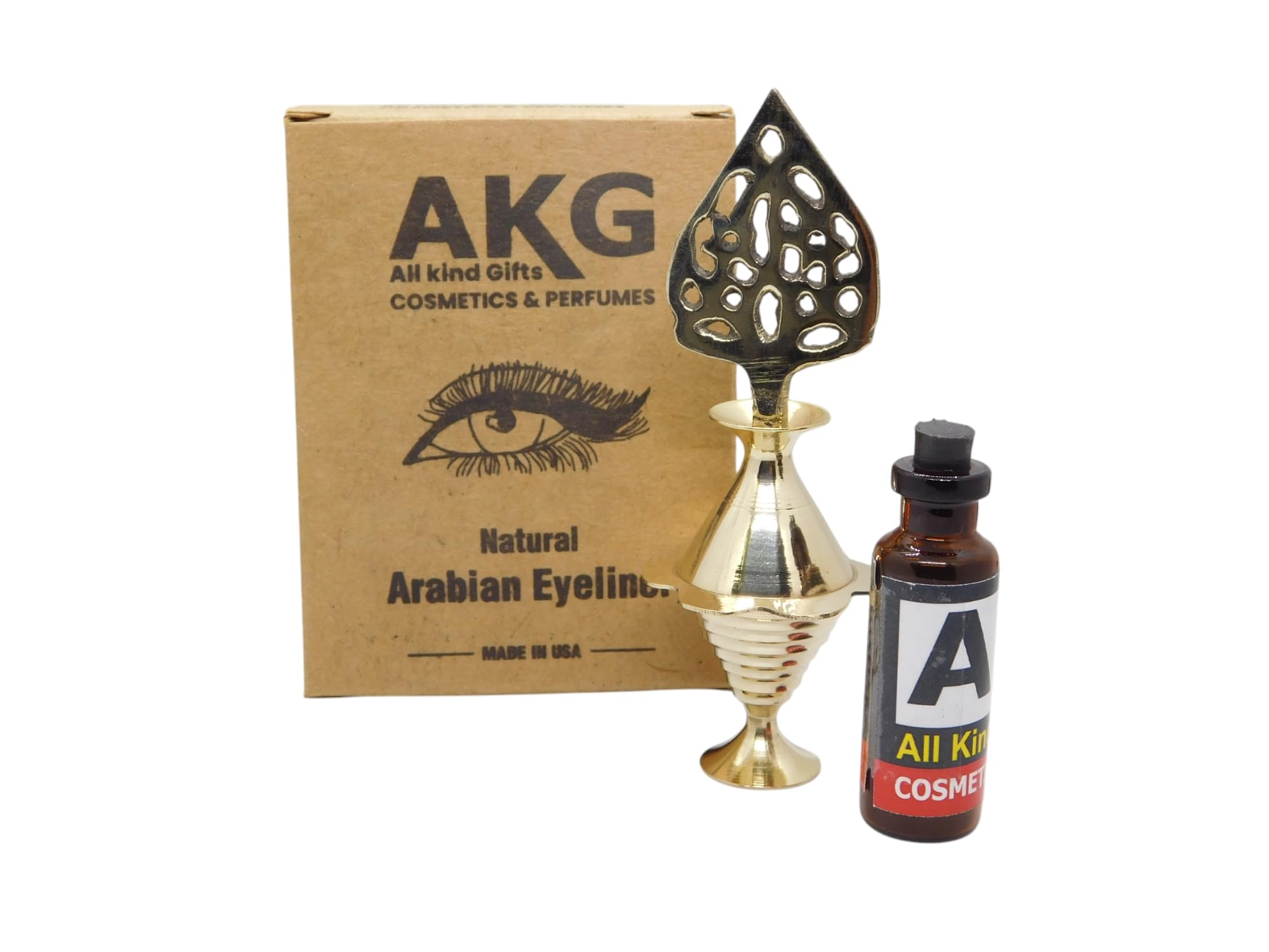 AllKindGifts Natural Arabian Eyeliner, Organic Smudgeproof Waterproof, Bold Eye Makeup with Decorative Eyeliner Pot Holder Unisex eyeliner