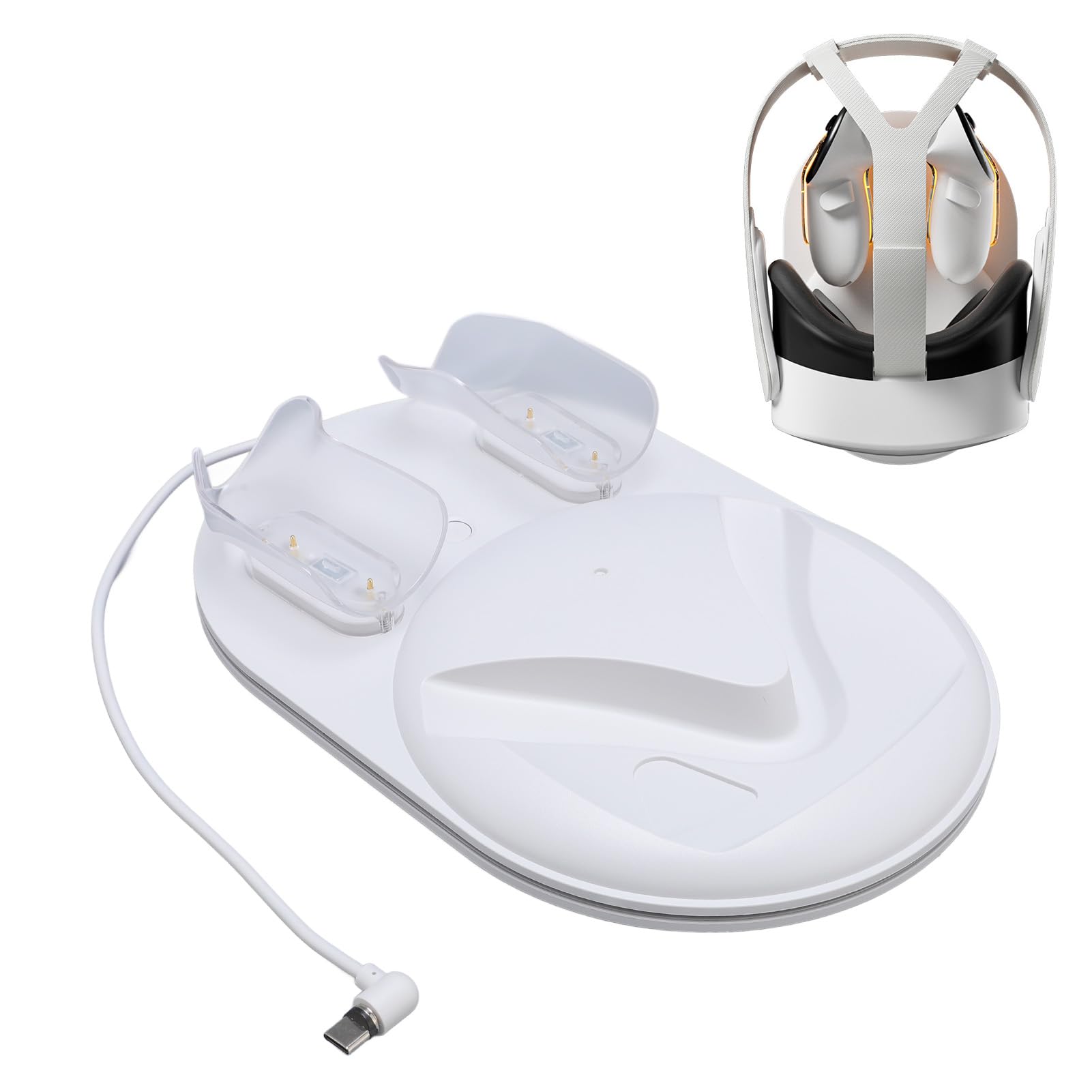 Porta di Ricarica del Controller di Ricarica di Ricarica VR Dock di Ricarica Magnetica per Accessori VR con 2 Batterie Ricaricabili Indicatore LED Adattatore da 15 W